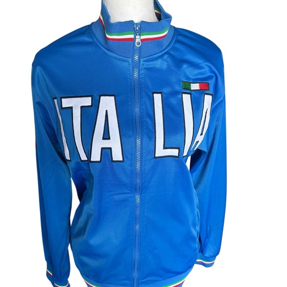 Italia Men’s Italy Track Jacket Blue Zip Up | Soccer Y2K | Size M - Picture 2 of 10